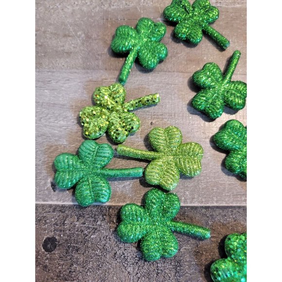 St patricks day glitter mini clover set decor green - Picture 2 of 5